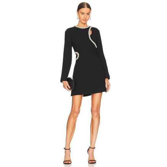 Jonathan Simkhai Katherine Diamante Cutout Mini Dress Black Womens Size 2 - Picture 1 of 14